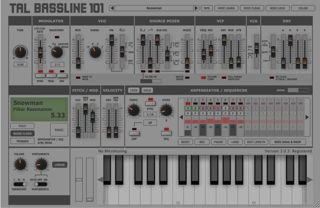 tal bassline 101 synth vst plugin