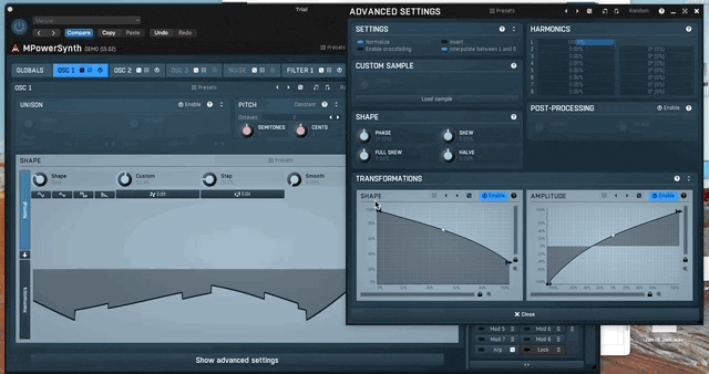 mpowersynth amplitude settings